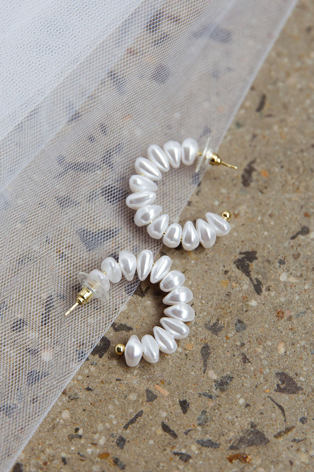 Bold Pearls Hoop Earrings Gold