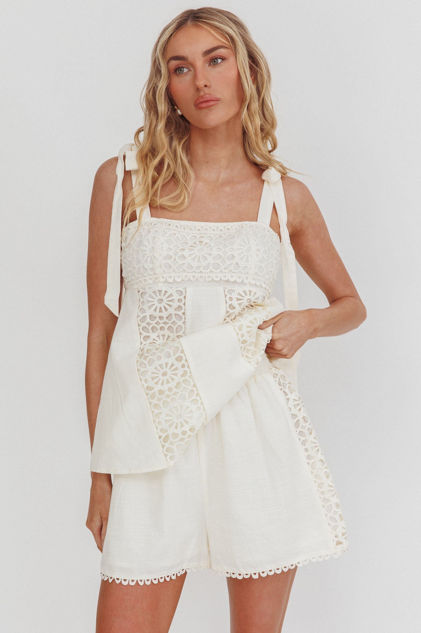 Baybreeze Lace Applique Shorts White
