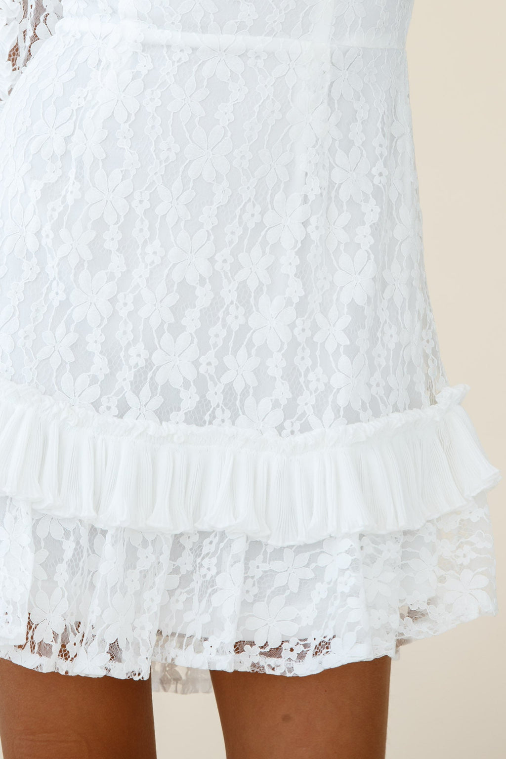 Home Again Three-Quarter Sleeve Lace Dress White