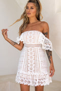 Tallulah Off-Shoulder Crochet Dress White