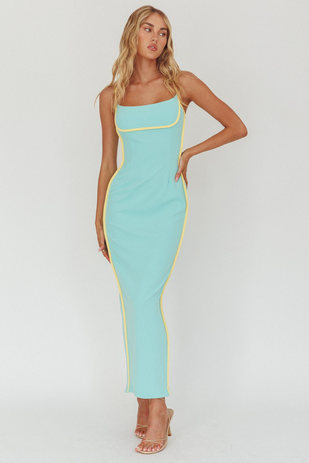 Sunny Coast Piping Trim Maxi Dress Peppermint