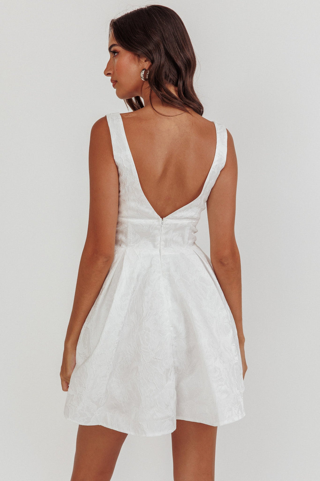 Belle Enchante Jacquard Mini Dress White