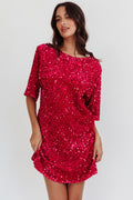 Miramar Backless Sequin Dress Fuchsia