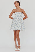 Vitoria Strapless Babydoll Dress Floral Blue