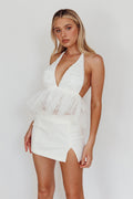 Icon Halterneck Mesh Top White