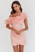 Hollyn One-Shoulder Ruffle Mini Dress Blush