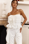 Fallon Ruffle Rose Cami Jumpsuit White