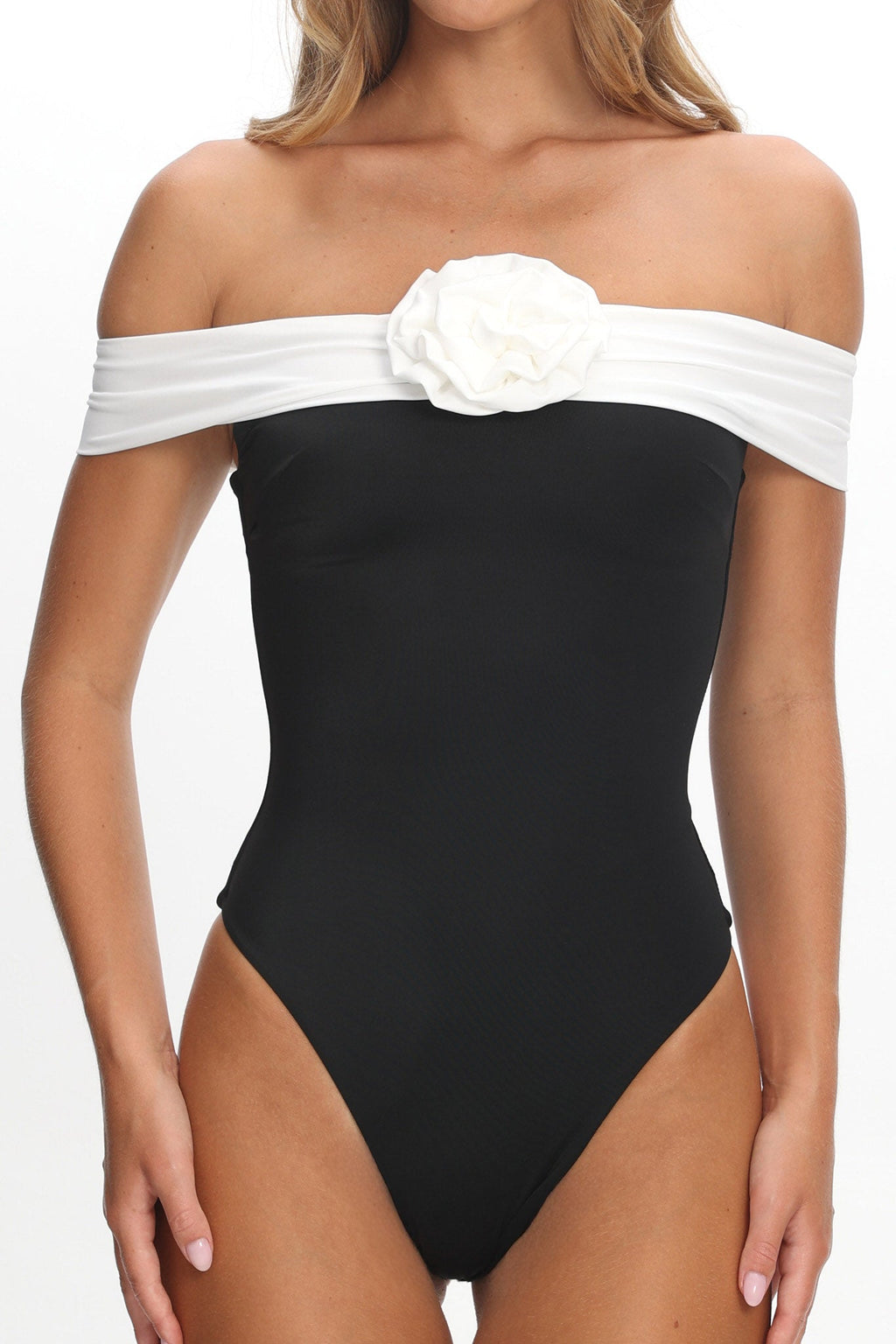 Lorona Off-Shoulder One-Piece Black/Ivory