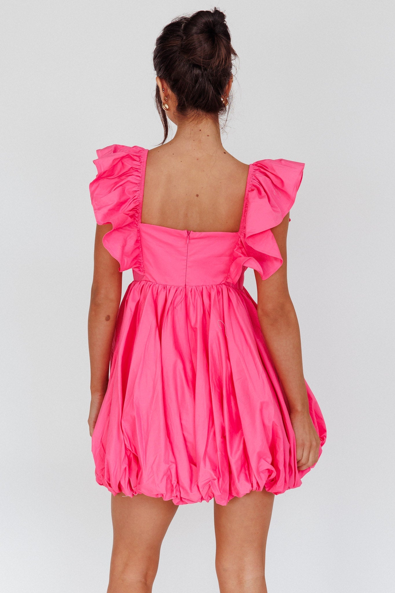Horoscope Bubble Hem Mini Dress Pink