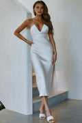 Ma Jolie Strapless Midi Dress Champagne