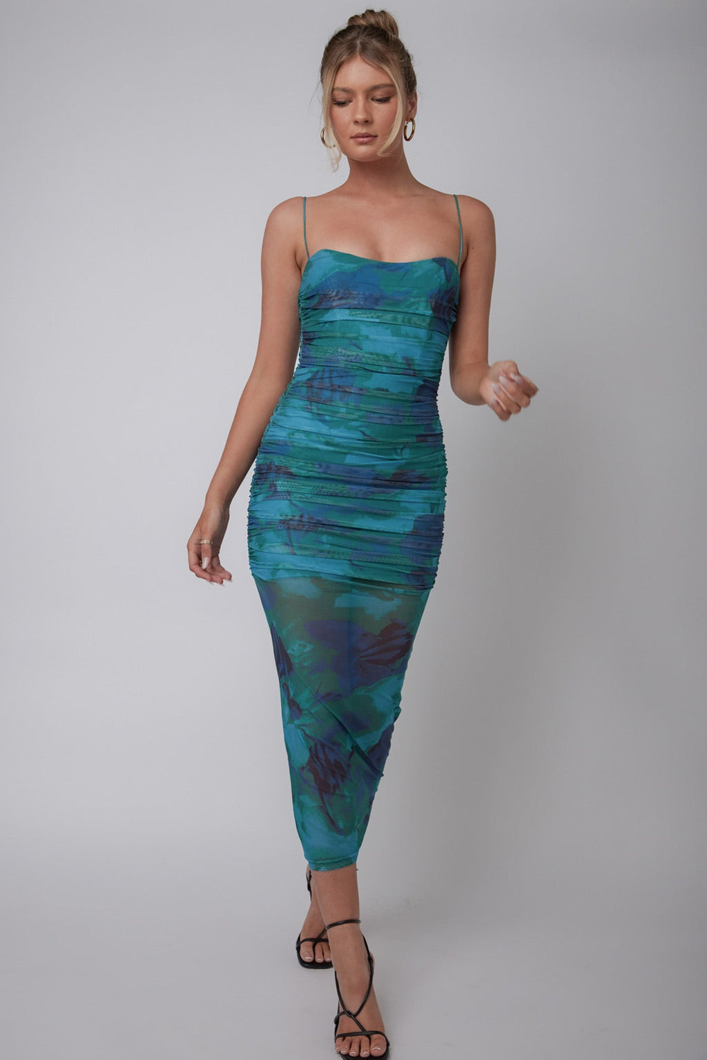 Logan Cami Strap Midi Dress Floral Green