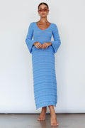 Meredith Long Sleeve Cut-Out Maxi Dress Blue