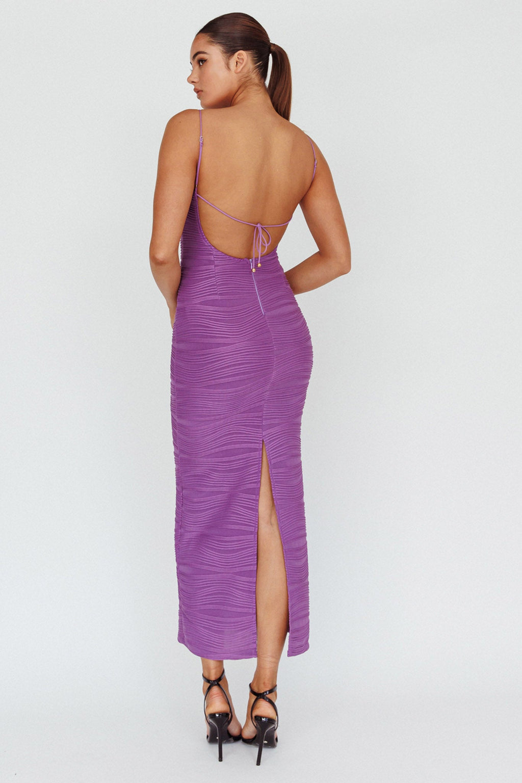 Orion Keyhole Bodice Midi Dress Purple