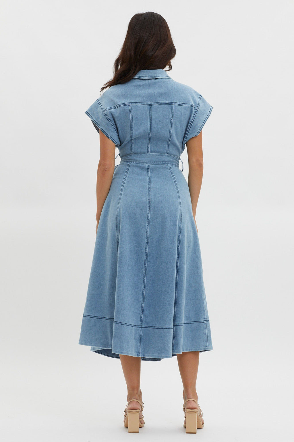 Laureen Short Sleeve Midi Dress Denim Blue