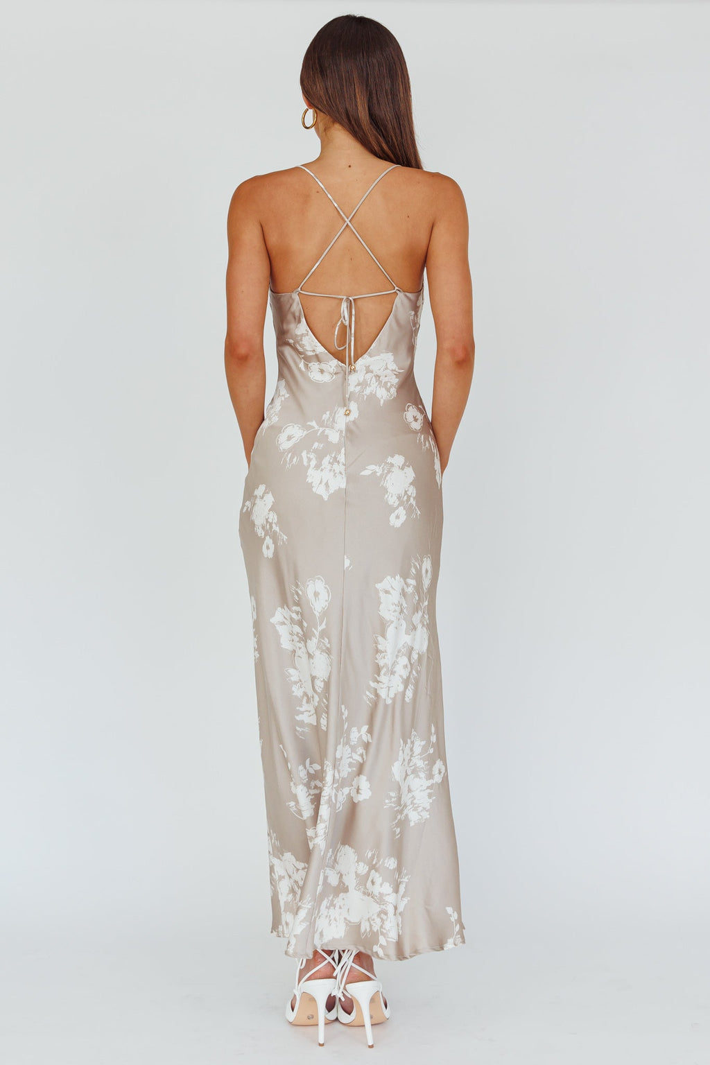Lyndel Tied Back Slip Midi Dress Grey