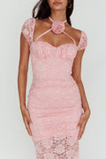 Versailles Summer Rose Accent Lace Dress Blush