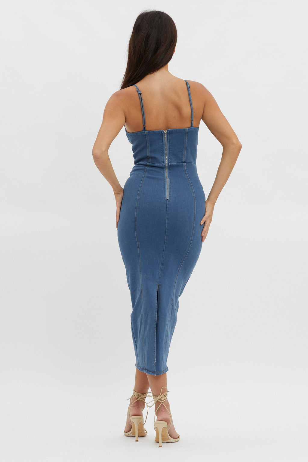 Lenni Denim Midi Dress Dark Blue