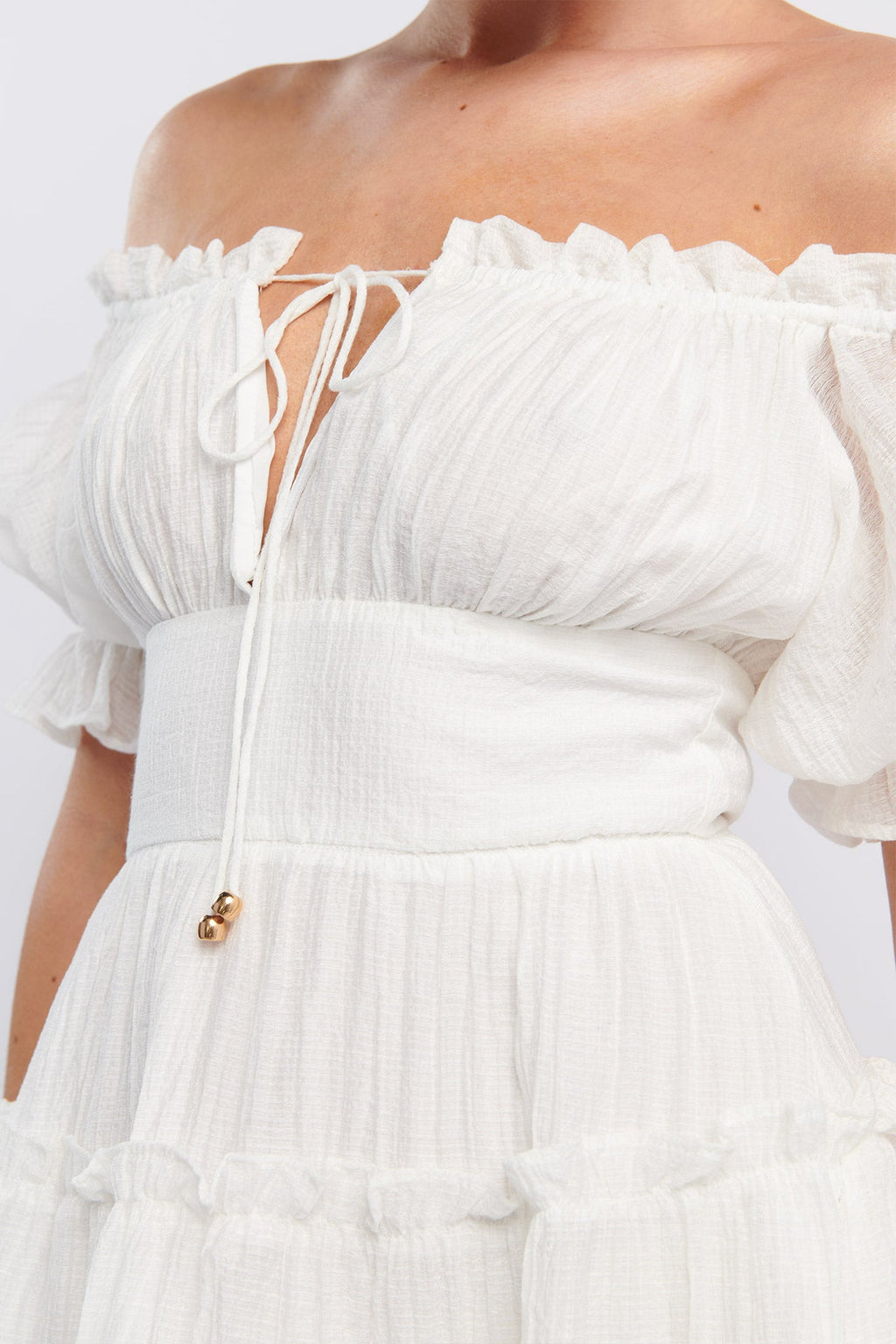 Everley Puff Sleeve Mini Dress White