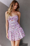 Stars Are Blind Flounce Hem Dress Floral Lilac