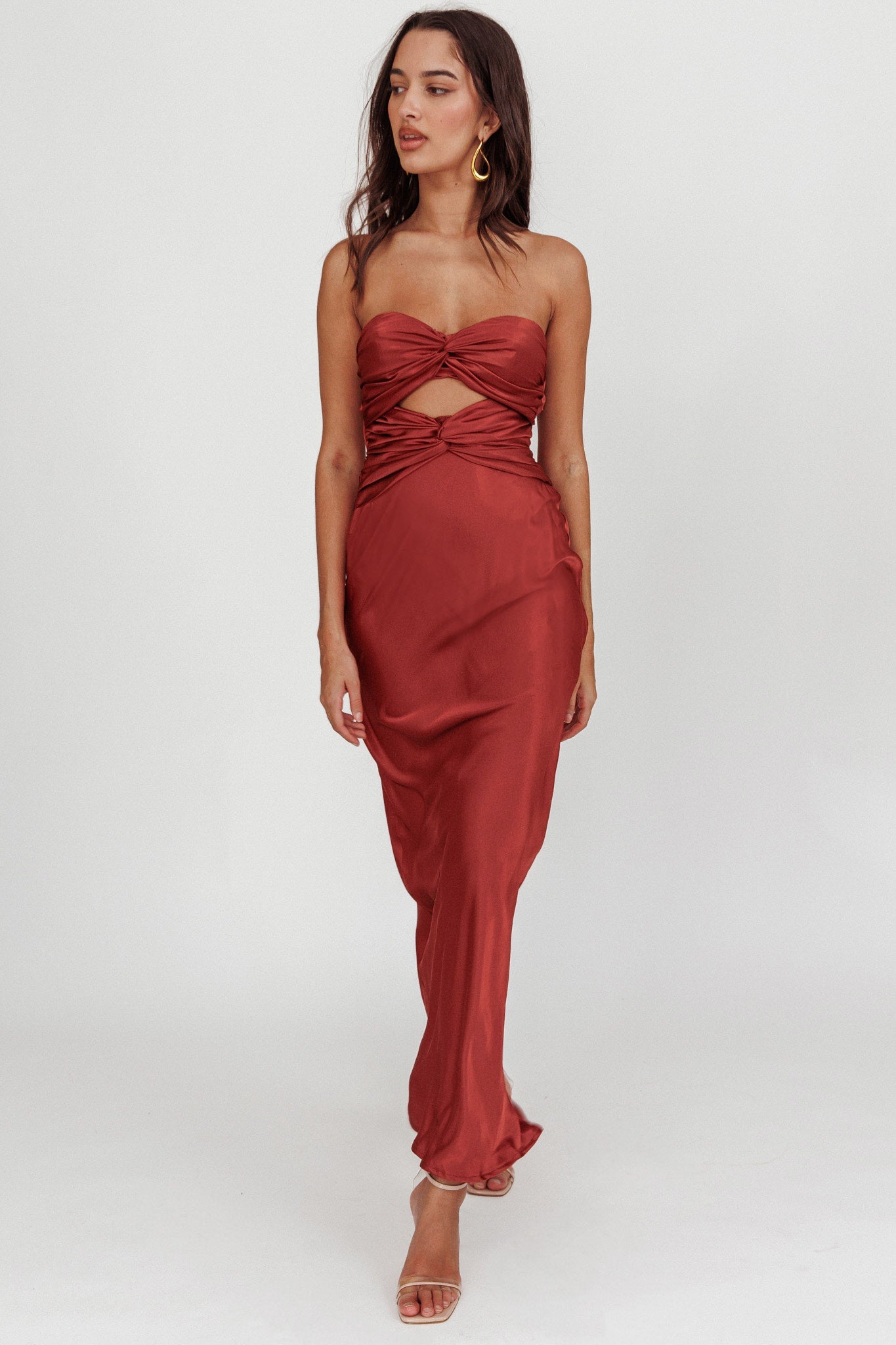 Good Impression Double Twist Maxi Dress Terracotta