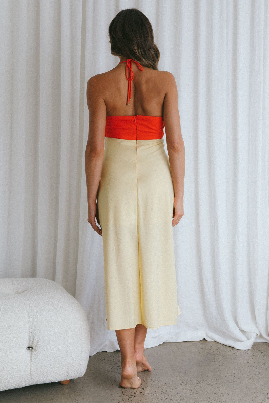 Prue Halterneck Midi Dress Orange