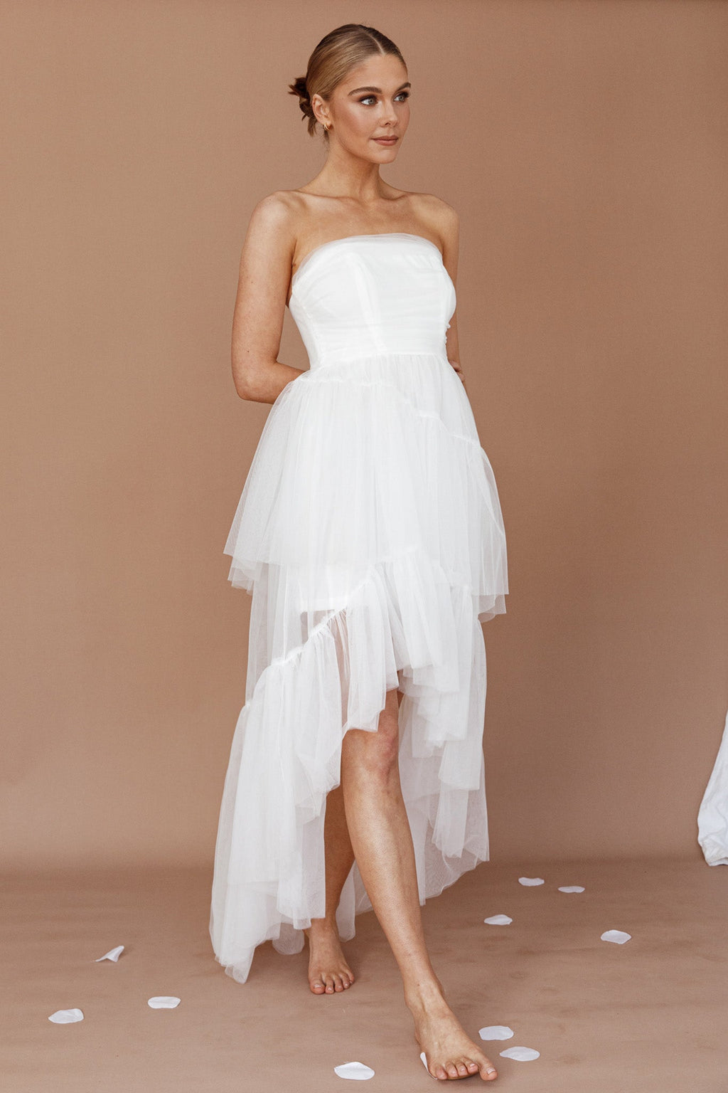 Always & Forever High-Low Midi Dress White