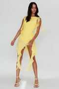 After Party Sleeveless Ruffle Trim Mini Dress Lemon