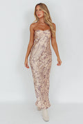 Kona Cowl Back Midi Dress Floral Beige