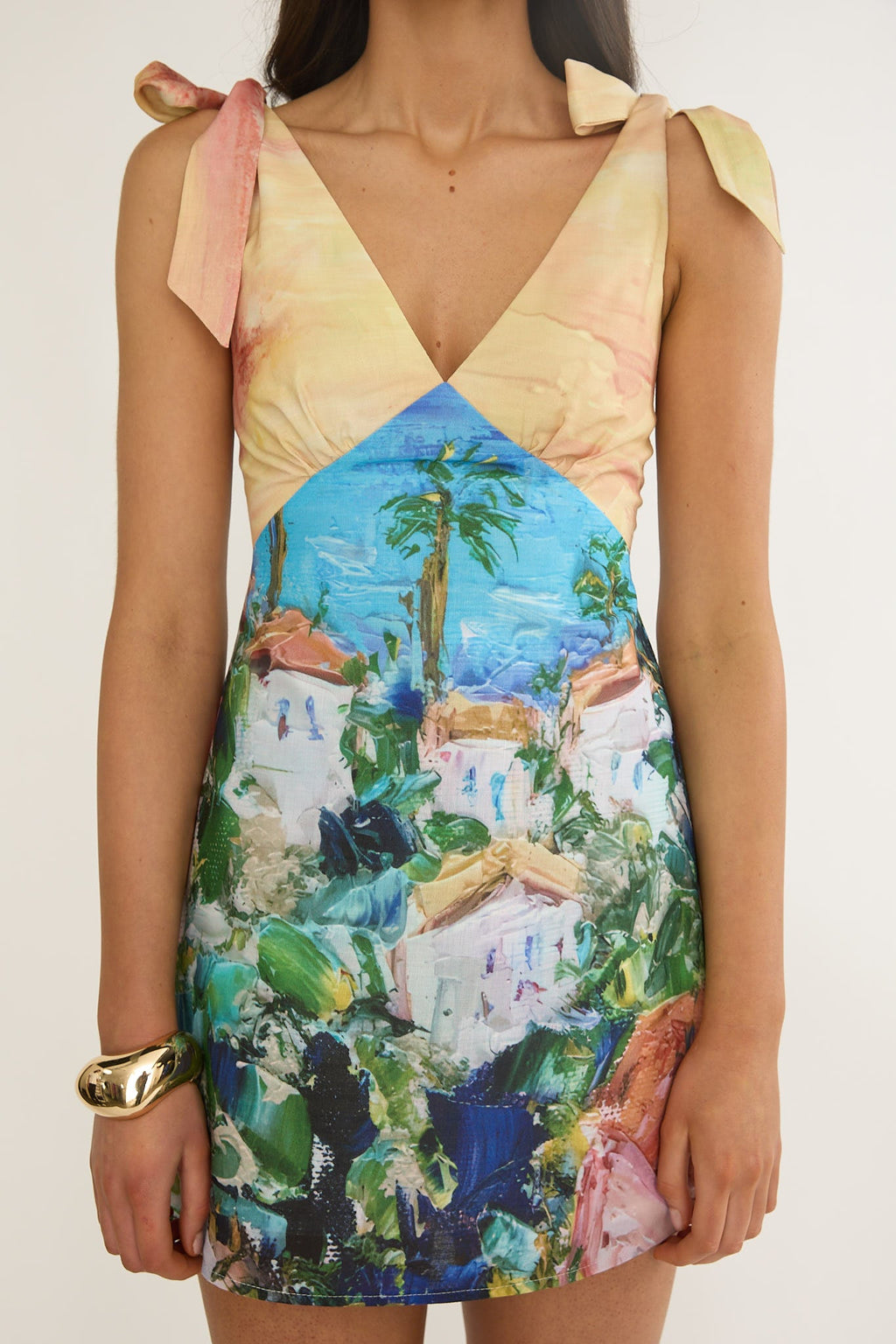 Mykonos Morning Tied Shoulder Mini Dress Euro