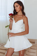 Kalinda Rose Accent Mini Dress Crepe White