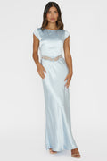 Taken Heart Lace Trim Tied Back Dress Baby Blue