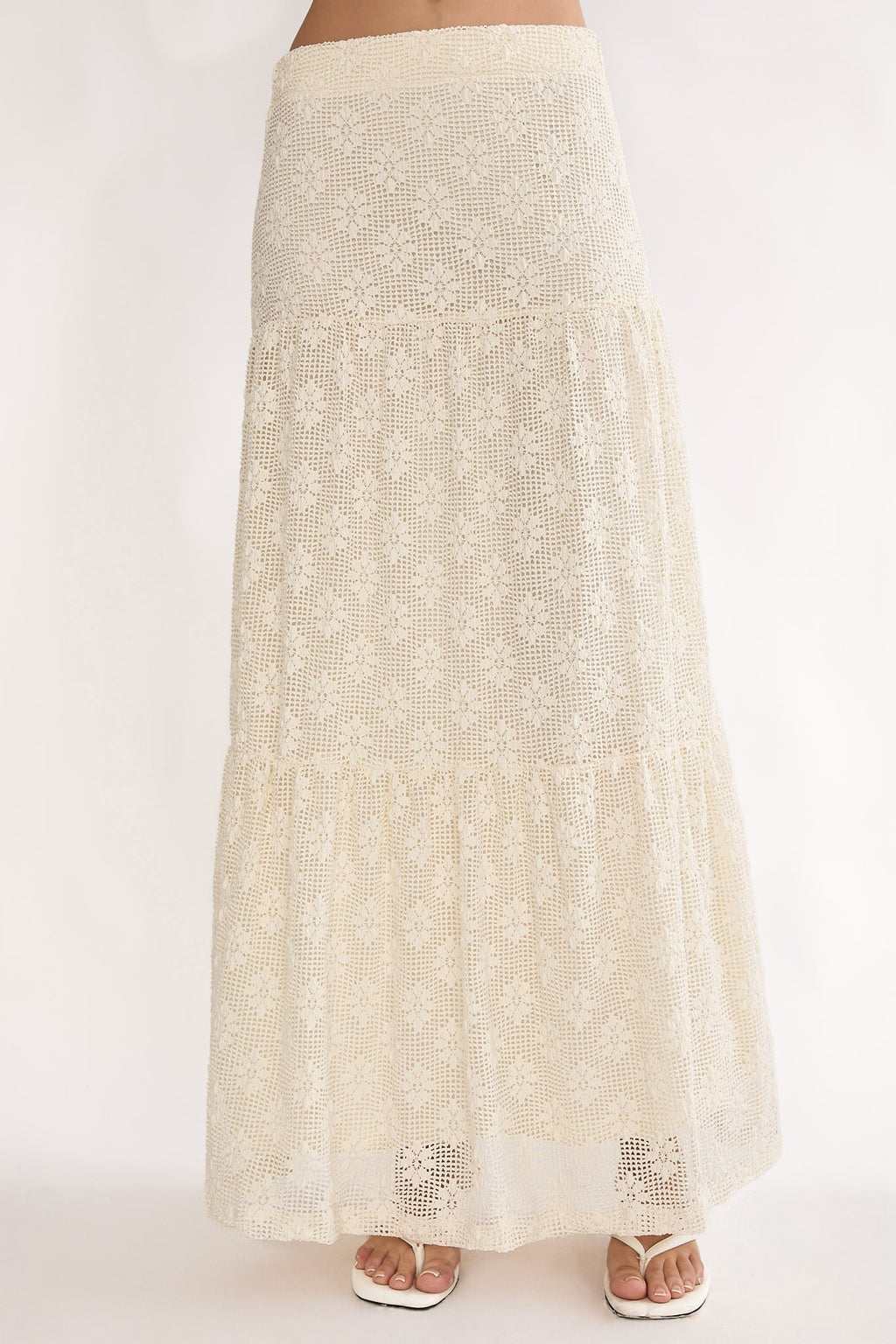 Sera Lane Crochet Maxi Skirt Cream