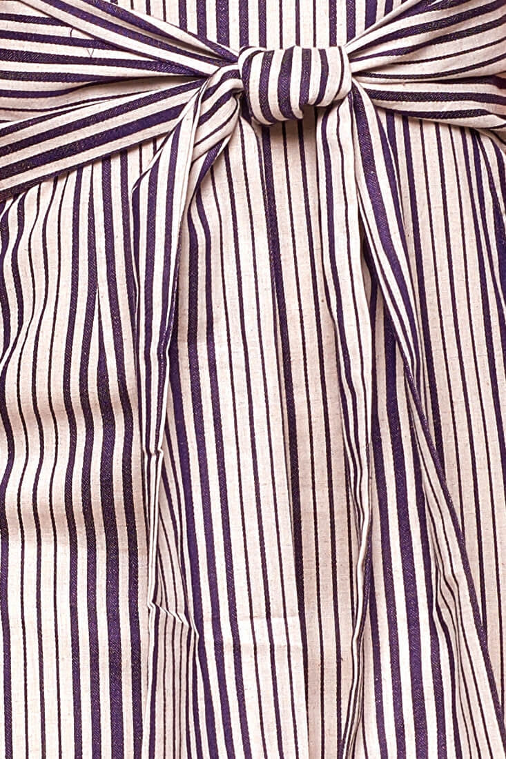 Silvia Fitted Striped Bow Tie Dress Navy