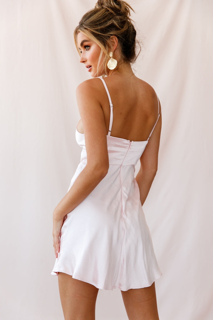 Starry Night Satin Bust-Tie Mini Dress Pink