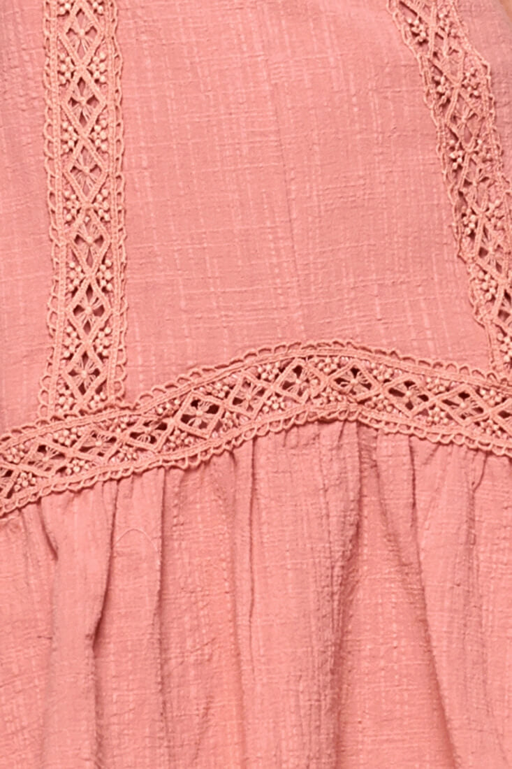 Shaana Embroidered V-Neck Mini Dress Rose