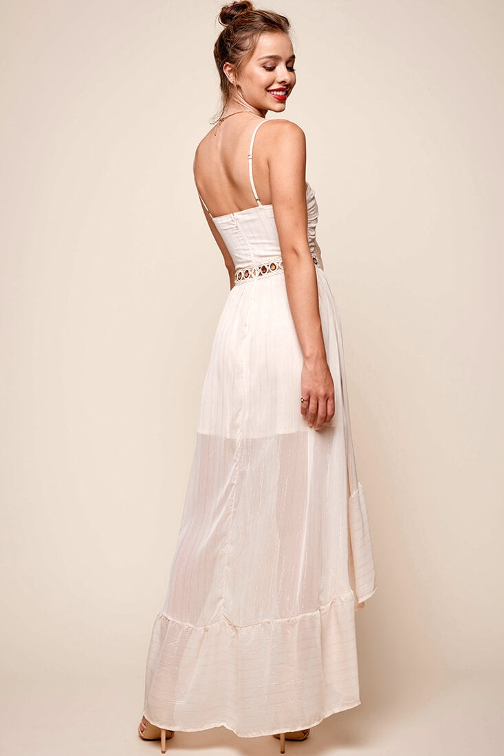 Riviera High-Low Hem Dress Beige