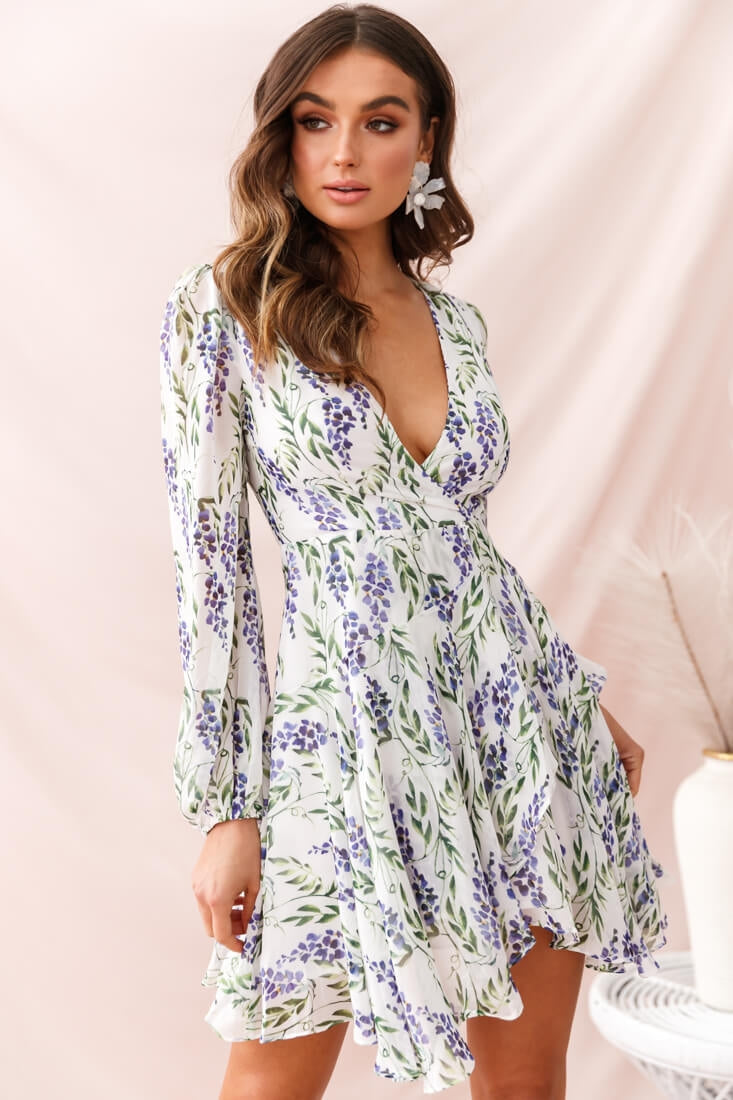 Wisteria Lane Long Sleeve Tea Dress White